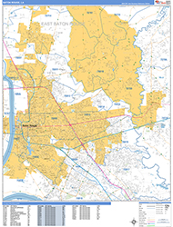 Baton Rouge Wall Map Basic Style 2026